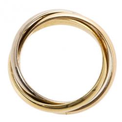Pre Owned Cartier 18K Gold 3-Tone Trinity Ring Size 52