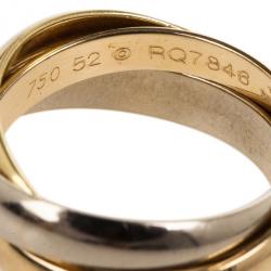 Pre Owned Cartier 18K Gold 3-Tone Trinity Ring Size 52