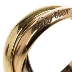Pre Owned Cartier 18K Gold 3-Tone Trinity Ring Size 52