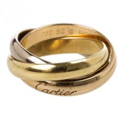 Pre Owned Cartier 18K Gold 3-Tone Trinity Ring Size 52