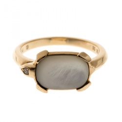 Cartier Tortue Mother-of-Pearl 18k Yellow Gold Ring Size 50 Cartier