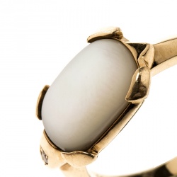 Pre Owned Cartier Tortue Mother-of-Pearl 18k Yellow Gold Ring Size 50
