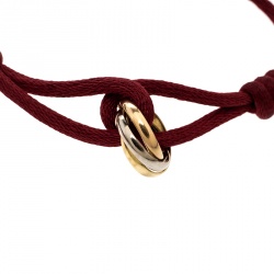 Cartier Trinity De Cartier Three Tone 18k Gold Red Adjustable Cord Bracelet