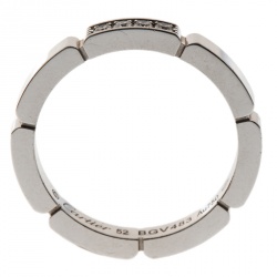 Pre Owned Cartier Maillon Panthère Diamond 18k White Gold band Ring Size 52