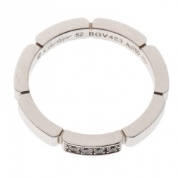 Pre Owned Cartier Maillon Panthère Diamond 18k White Gold band Ring Size 52