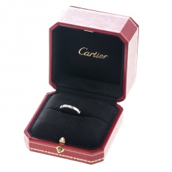 Pre Owned Cartier Maillon Panthère Diamond 18k White Gold band Ring Size 52