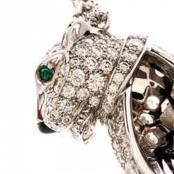 مملوكة مسبقًا قلادة كارتييه بانثير دو كارتييه ألماس إميرالد وعقيق ذهب أبيض عيار 18