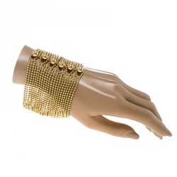 مملوكة مسبقًا Cartier Draperie Beaded Chain 18k Yellow Gold Cuff Bracelet