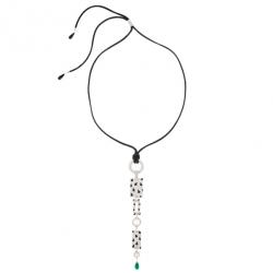 Pre Owned Cartier Panther Diamond and Onyx Pendant Necklace with Emerald Drop