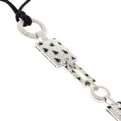 Pre Owned Cartier Panther Diamond and Onyx Pendant Necklace with Emerald Drop