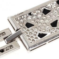 Pre Owned Cartier Panther Diamond and Onyx Pendant Necklace with Emerald Drop