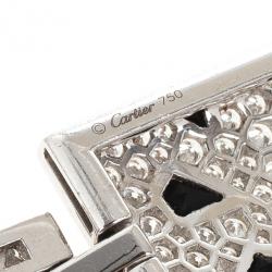 Pre Owned Cartier Panther Diamond and Onyx Pendant Necklace with Emerald Drop