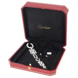 Pre Owned Cartier Panther Diamond and Onyx Pendant Necklace with Emerald Drop