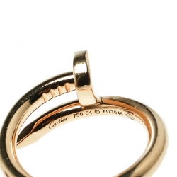 Pre Owned Cartier Juste Un Clou 18k Yellow Gold Ring Size 51