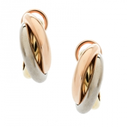 cartier earrings trinity 18k hoop tone three gold