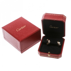 Pre Owned Cartier Trinity De Cartier Three Tone 18k Gold Hoop Earrings