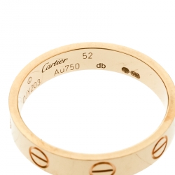 Pre Owned Cartier Love 18k Yellow Gold Mini Band Ring Size 52