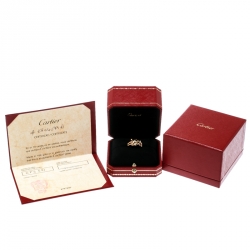 Pre Owned Cartier Panthere de Cartier Diamond Lacquer Garnet 18k Yellow Gold Ring Size 55