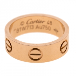 مملوكة مسبقًا Cartier Love 18k Rose Gold Band Ring Size 47