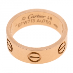 مملوكة مسبقًا Cartier Love 18k Rose Gold Band Ring Size 47