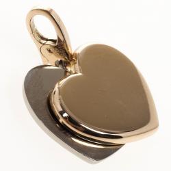 Pre Owned Cartier Double Heart Pink and White Gold Charm