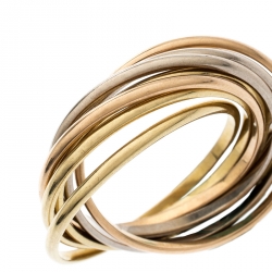مملوكة مسبقًا Cartier Trinity 18k Three Tone Gold 7 Band Rolling Ring Size 61