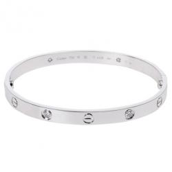 مملوكة مسبقًا Cartier Love 4 Diamonds White Gold Bracelet 19 CM