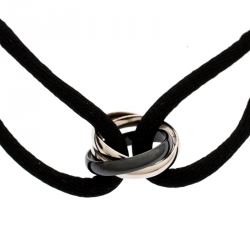 Pre Owned سوا ر كارتييه ترينيتي دو كارتييه سيراميك أسود وذهب أبيض عيار 18 حبل قابل للضبط