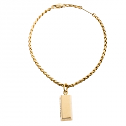 Pre Owned Cartier 1/4 Oz Bar Ingot 18k Yellow Gold Charm Chain Bracelet