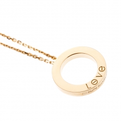 Pre Owned Cartier Love Pavé Diamond 18k Yellow Gold Pendant Necklace