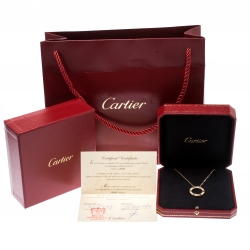 Pre Owned Cartier Love Pavé Diamond 18k Yellow Gold Pendant Necklace