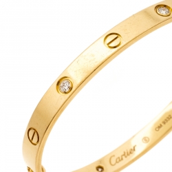 Pre Owned سوار سيلين لوف ذهب أصفر عيار 18 أربع ألماسات مرصعة 18