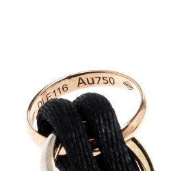 Pre Owned Cartier Trinity De Cartier Three Tone 18k Gold Black Adjustable Cord Bracelet