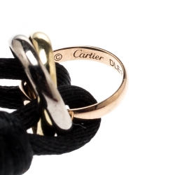 Pre Owned Cartier Trinity De Cartier Three Tone 18k Gold Black Adjustable Cord Bracelet