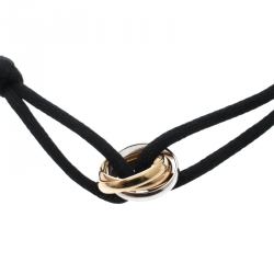 Pre Owned Cartier Trinity De Cartier Three Tone 18k Gold Black Adjustable Cord Bracelet