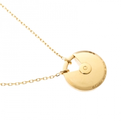 Pre Owned Cartier Amulette de Cartier Diamond Guilloche 18k Yellow Gold Long Pendant Necklace SM