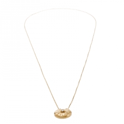 Pre Owned Cartier Amulette de Cartier Diamond Guilloche 18k Yellow Gold Long Pendant Necklace SM