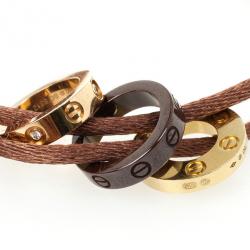 Cartier Love Diamond Ceramic Gold Bracelet with Silk Cord