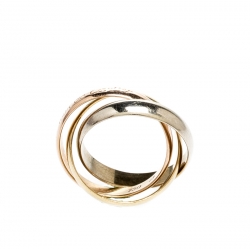 Pre Owned Cartier Les Must de Cartier Trinity Three Tone 18k Gold Band Ring Size 48