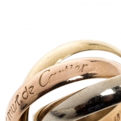Pre Owned Cartier Les Must de Cartier Trinity Three Tone 18k Gold Band Ring Size 48