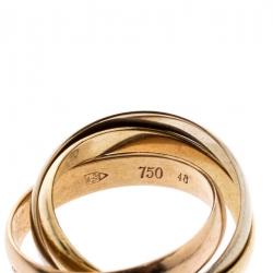 Pre Owned Cartier Les Must de Cartier Trinity Three Tone 18k Gold Band Ring Size 48