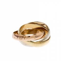 Pre Owned Cartier Les Must de Cartier Trinity Three Tone 18k Gold Band Ring Size 48