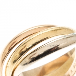 Pre Owned Cartier Trinity De Cartier Three Tone 18k Gold Band Ring Size 52