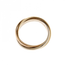Pre Owned Cartier Trinity De Cartier Three Tone 18k Gold Band Ring Size 52