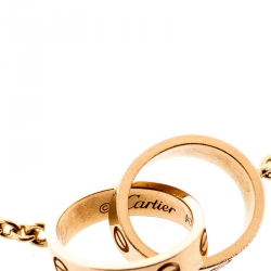 Pre Owned قلادة كارتييه لوف حلقتين ذهب وردي عيار 18 