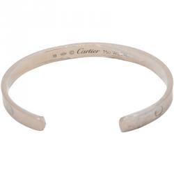 Pre Owned Cartier Love White Gold Open Cuff Bracelet Size 18