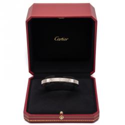 Pre Owned Cartier Love White Gold Open Cuff Bracelet Size 18