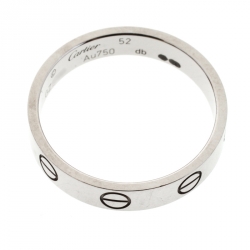 Pre Owned Cartier Love 18k White Gold Mini Band Ring Size 52