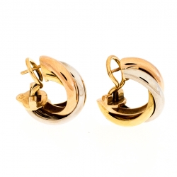 Cartier Trinity De Cartier Three Tone 18k Gold Hoop Earrings