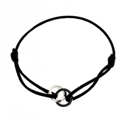 مملوكة مسبقًا Cartier Love Ceramic Diamond 18k White Gold Black Cord Adjustable Bracelet